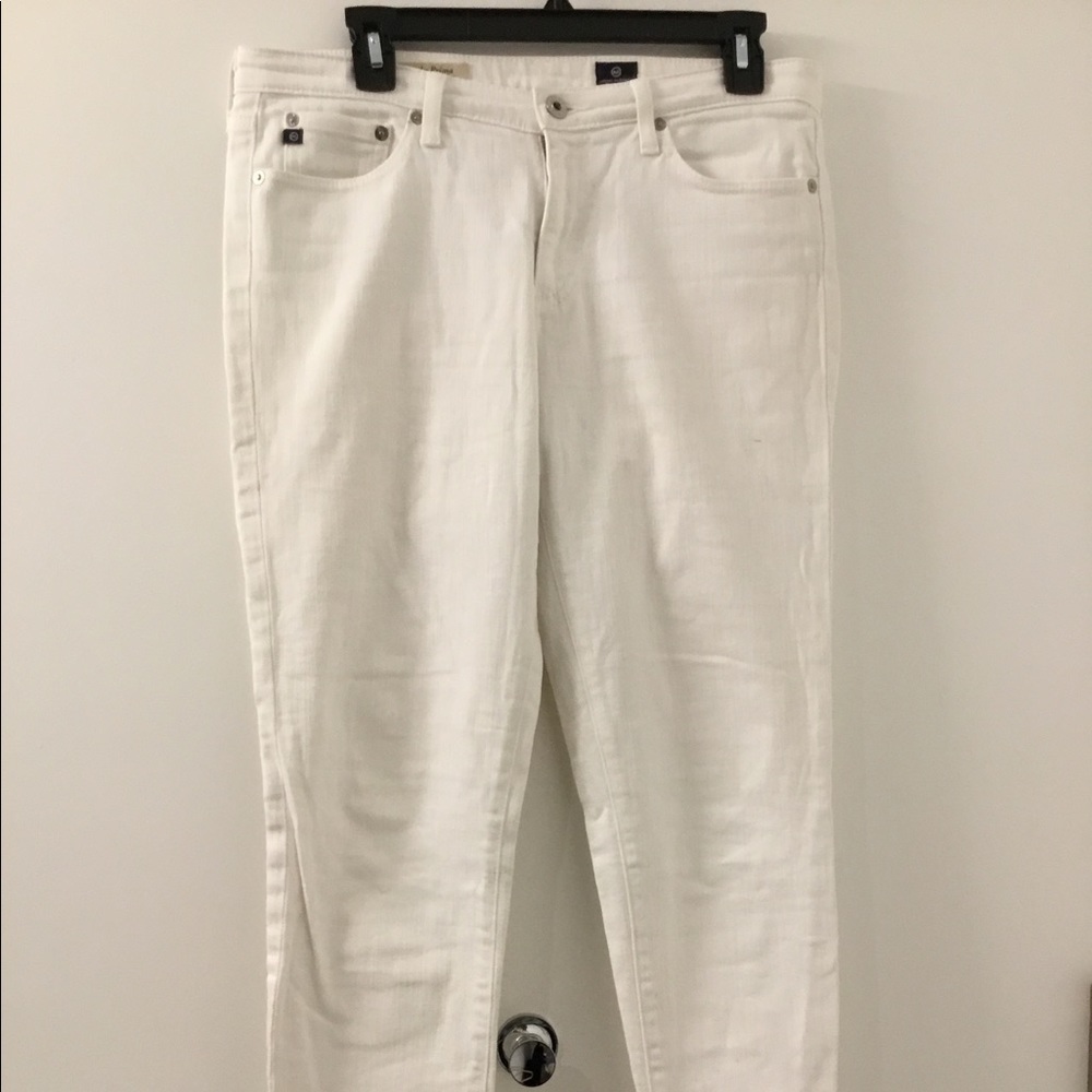 White straight leg jeans